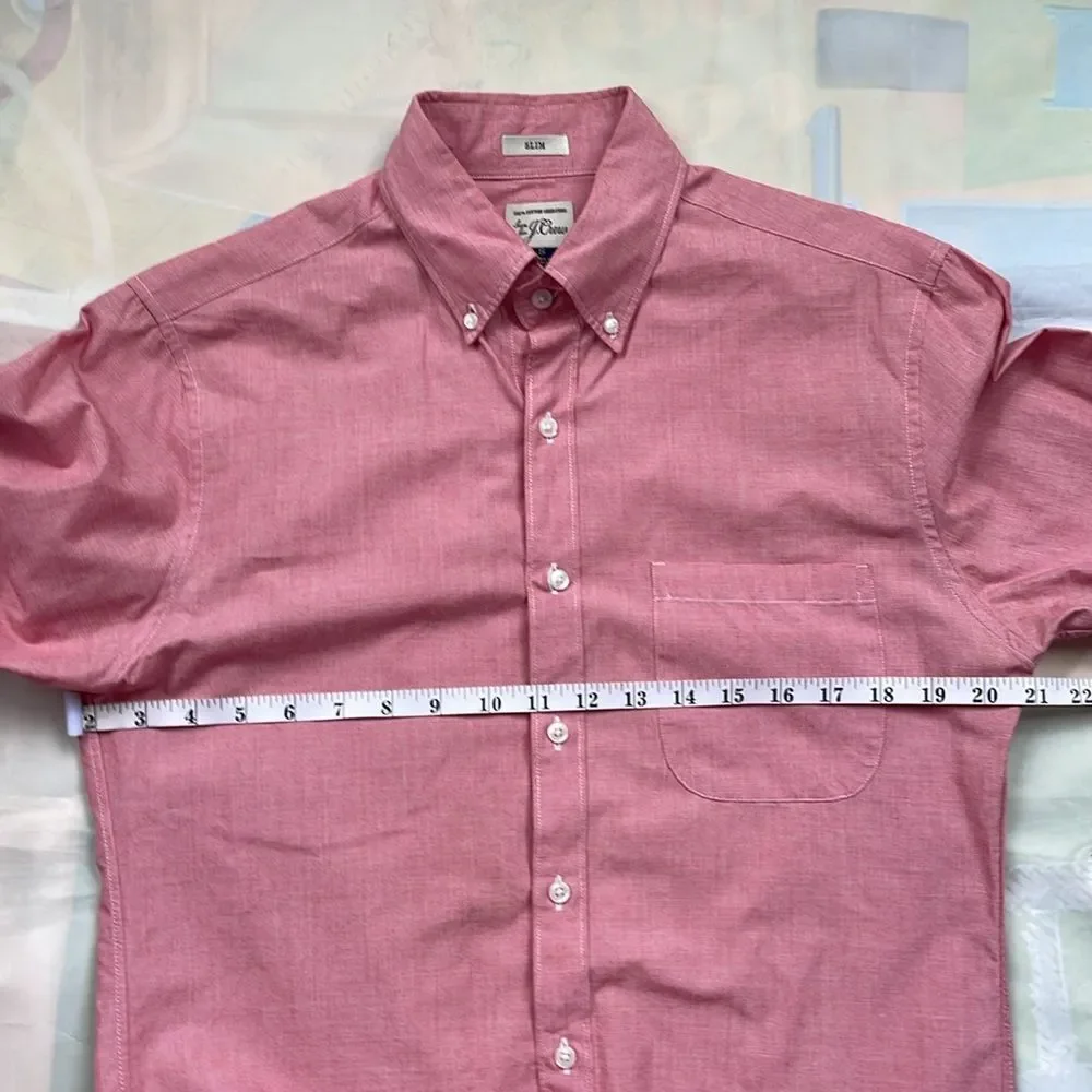 J Crew Slim 100% Cotton Button Down Shirt Men's Small Jetty Red